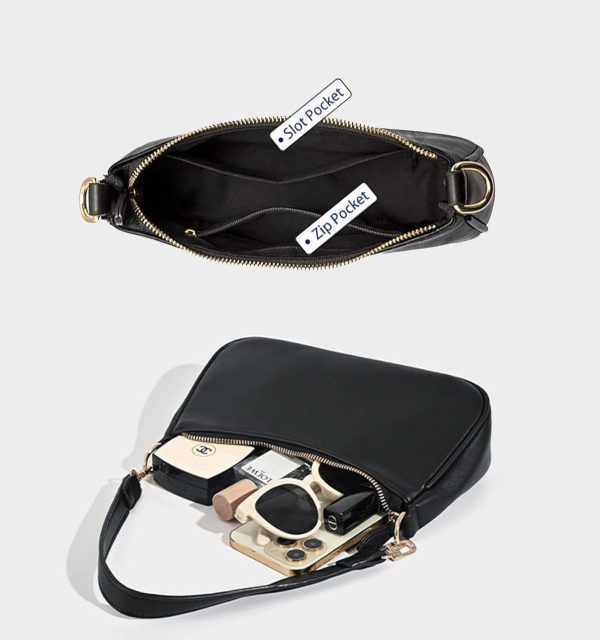 Shoulder Bag for Women Y2K Trendy Purse Vegan Leather Hobo Bags Clutch Tote HandBags Saddle Bag with 2 Removable Strap - Image 3