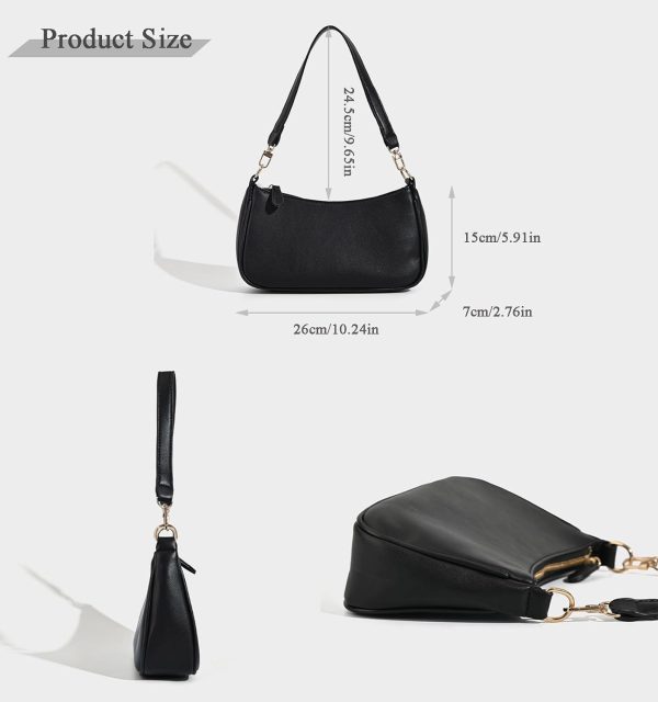 Shoulder Bag for Women Y2K Trendy Purse Vegan Leather Hobo Bags Clutch Tote HandBags Saddle Bag with 2 Removable Strap - Image 6
