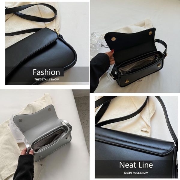Shoulder Bag for Women Y2K Trendy Purse Vegan Leather Hobo Handbags Clutch Saddle Bag with 2 Removable Strap - Image 3