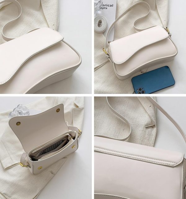 Shoulder Bag for Women Y2K Trendy Purse Vegan Leather Hobo Handbags Clutch Saddle Bag with 2 Removable Strap - Image 33