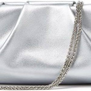 Clutch for Women, Vegan Leather Evening Purse, Soft Pleated PU Clutch Bag for Proms Parties
