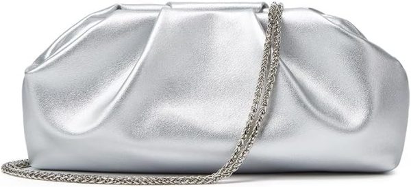 Clutch for Women, Vegan Leather Evening Purse, Soft Pleated PU Clutch Bag for Proms Parties