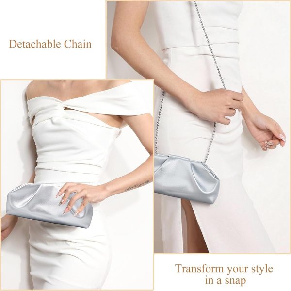 Clutch for Women, Vegan Leather Evening Purse, Soft Pleated PU Clutch Bag for Proms Parties - Image 2