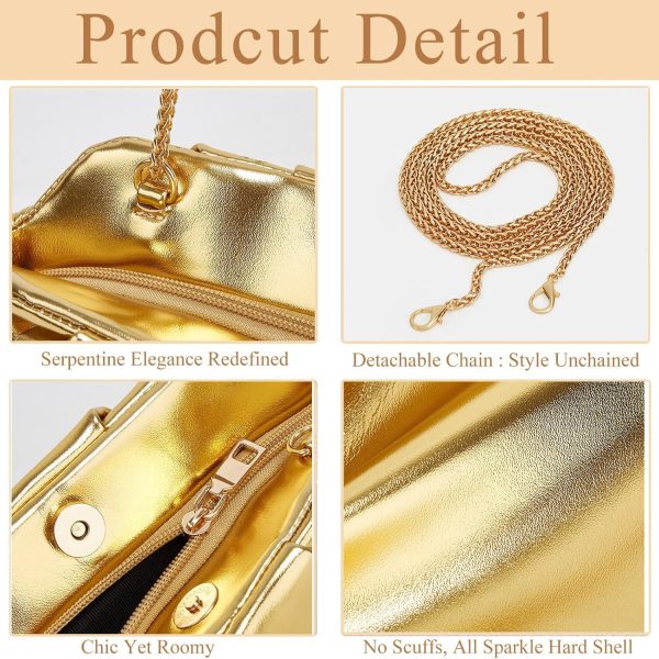 Clutch for Women, Vegan Leather Evening Purse, Soft Pleated PU Clutch Bag for Proms Parties - Image 4