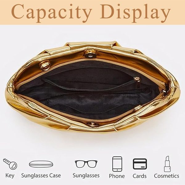 Clutch for Women, Vegan Leather Evening Purse, Soft Pleated PU Clutch Bag for Proms Parties - Image 6