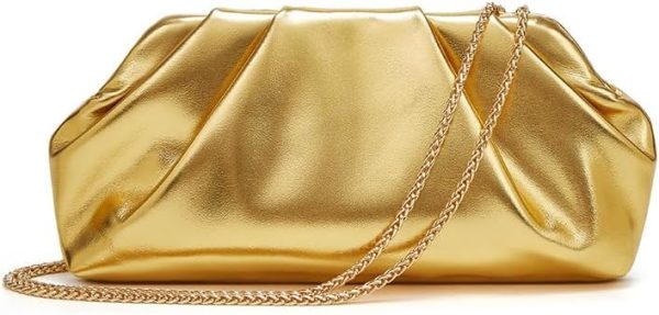 Clutch for Women, Vegan Leather Evening Purse, Soft Pleated PU Clutch Bag for Proms Parties - Image 7