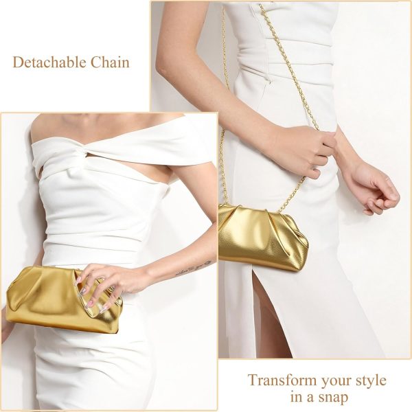 Clutch for Women, Vegan Leather Evening Purse, Soft Pleated PU Clutch Bag for Proms Parties - Image 8
