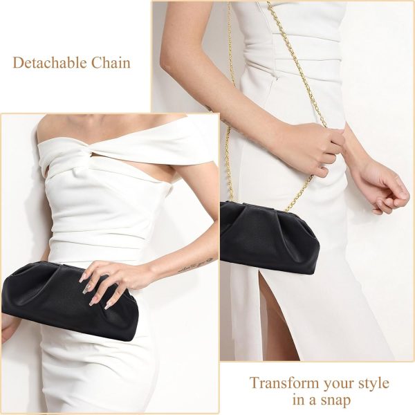 Clutch for Women, Vegan Leather Evening Purse, Soft Pleated PU Clutch Bag for Proms Parties - Image 11