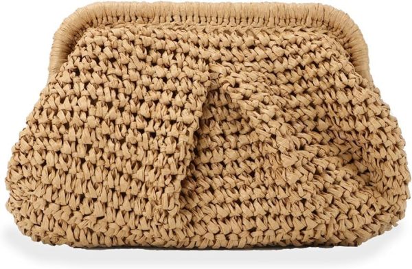 Straw Purse Summer Beach Woven Clutch Purses for Women Cloud Crossbody Shoulder Bags Spring Clutch Handbag 2025