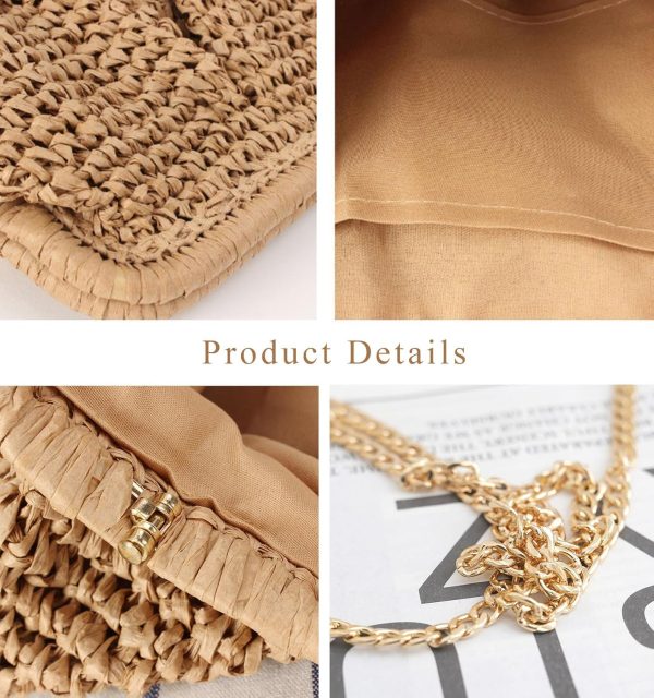 Straw Purse Summer Beach Woven Clutch Purses for Women Cloud Crossbody Shoulder Bags Spring Clutch Handbag 2025 - Image 4