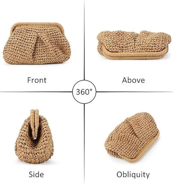 Straw Purse Summer Beach Woven Clutch Purses for Women Cloud Crossbody Shoulder Bags Spring Clutch Handbag 2025 - Image 5