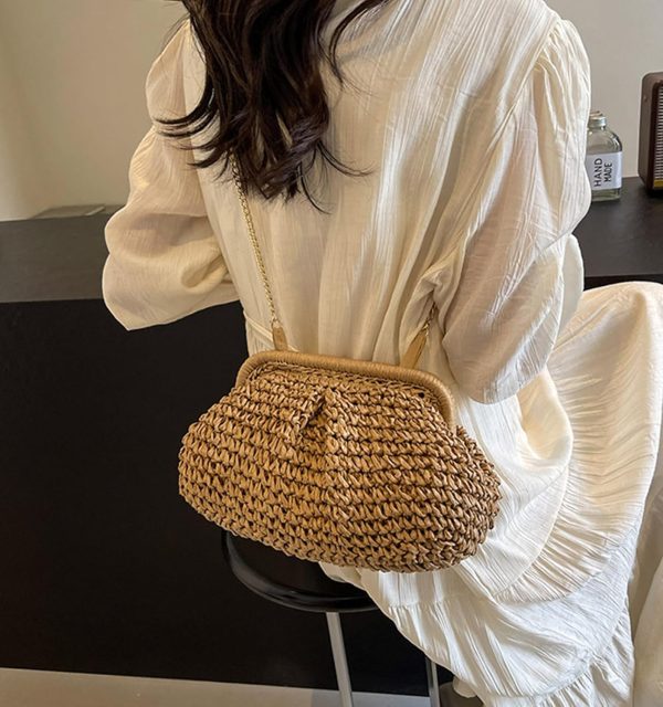 Straw Purse Summer Beach Woven Clutch Purses for Women Cloud Crossbody Shoulder Bags Spring Clutch Handbag 2025 - Image 6